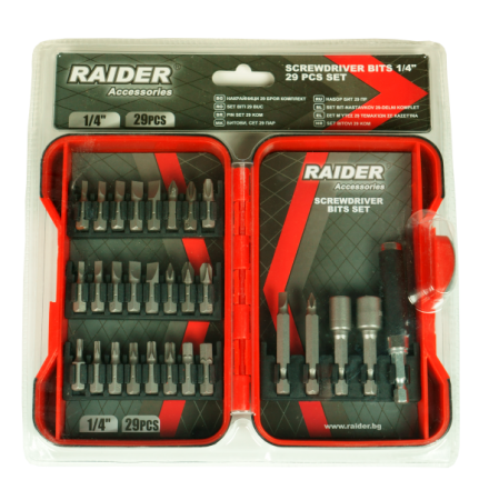 Screwdriver Bits 1/4" 29 pcs. Set RAIDER
