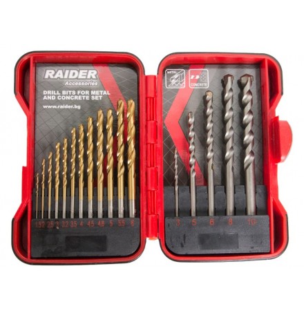 Свредла за метал и бетон 17бр. Ø1.5-10mm комплект RAIDER